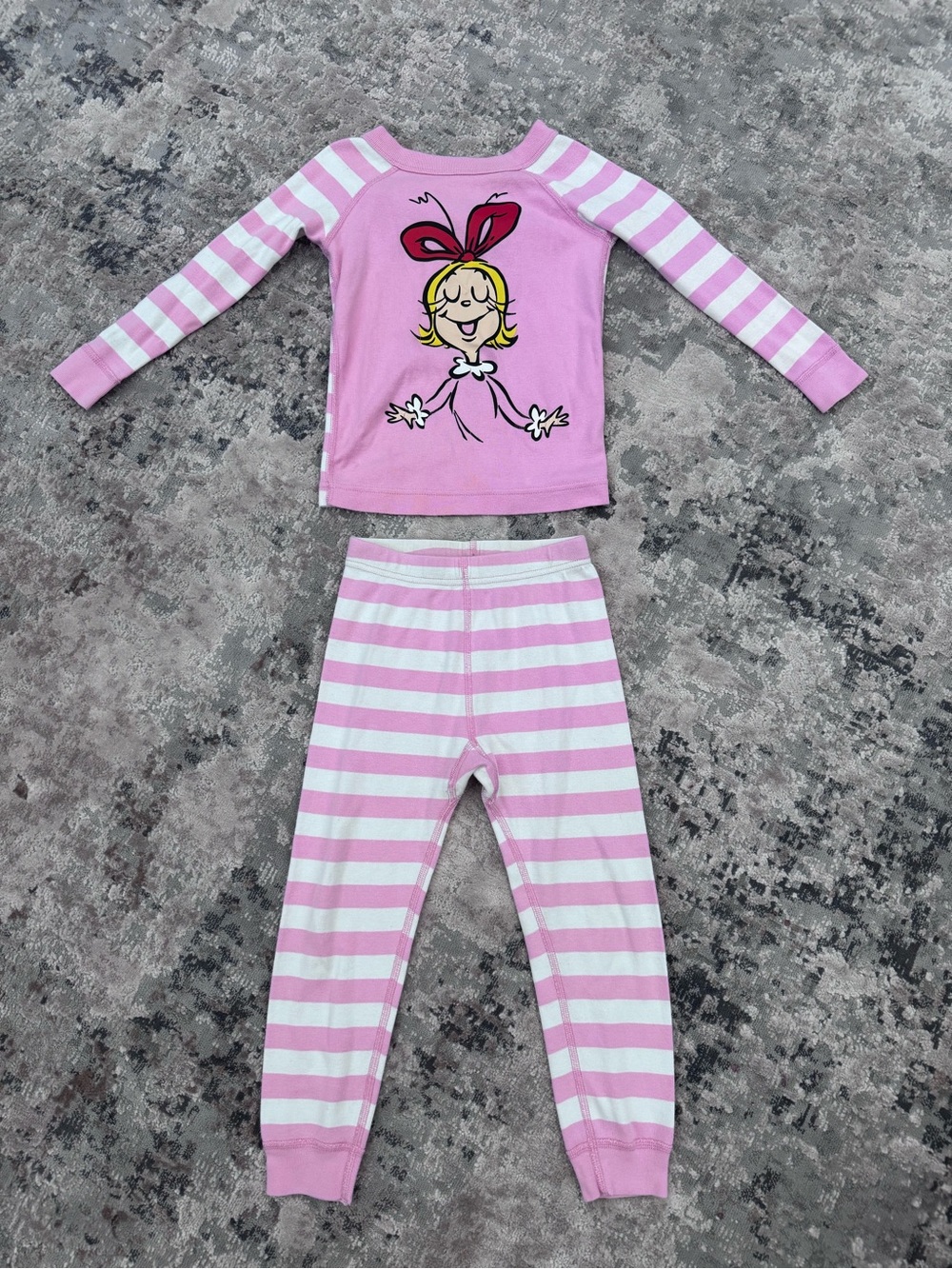 Hanna Andersson Pink & White Striped Dr. Seuss Grinch Pajamas